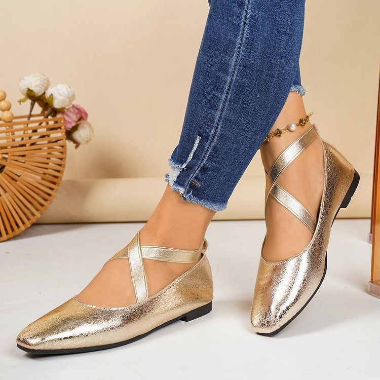 Damen Elegante und bequeme Ballerinas mit überkreuzten Riemen