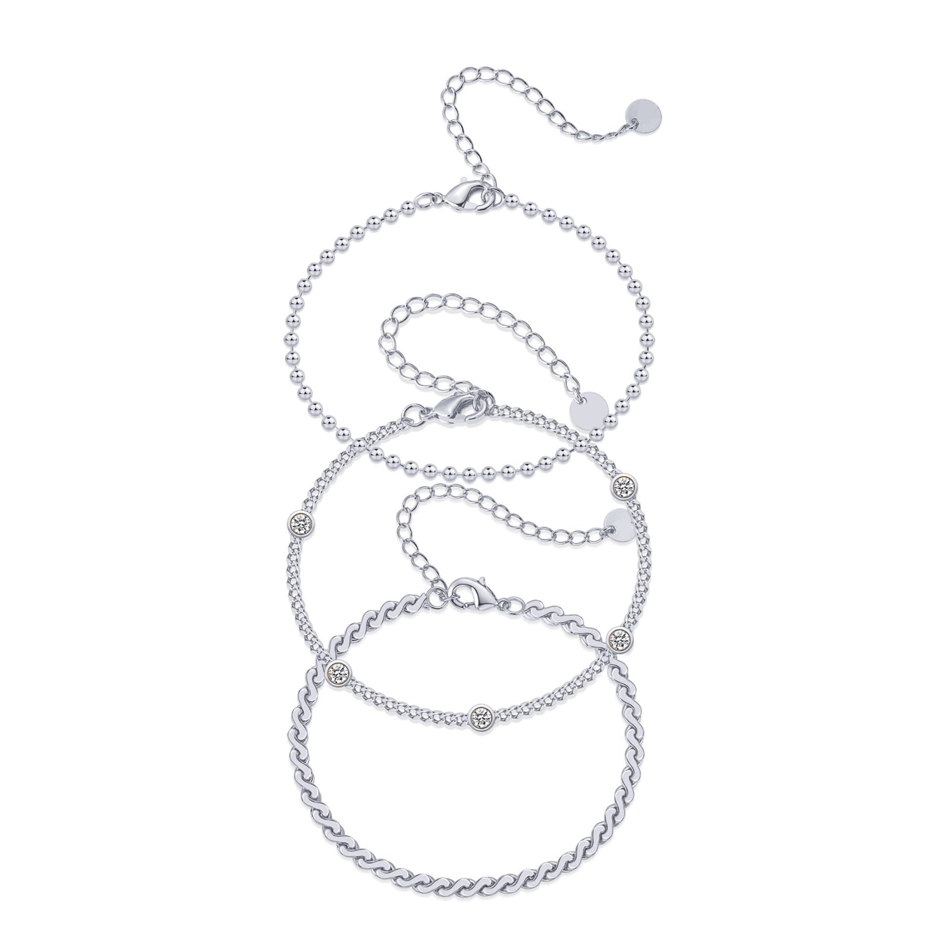 Damen Fußkettchen-Set mit eleganten Zirkonia-Akzenten Shop Nory