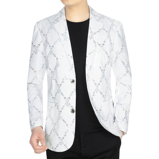 Herren Einreihiges Casual-Sakko mit künstlerischem Kritzel-Print und leichtem Halbfutter Shop Nory