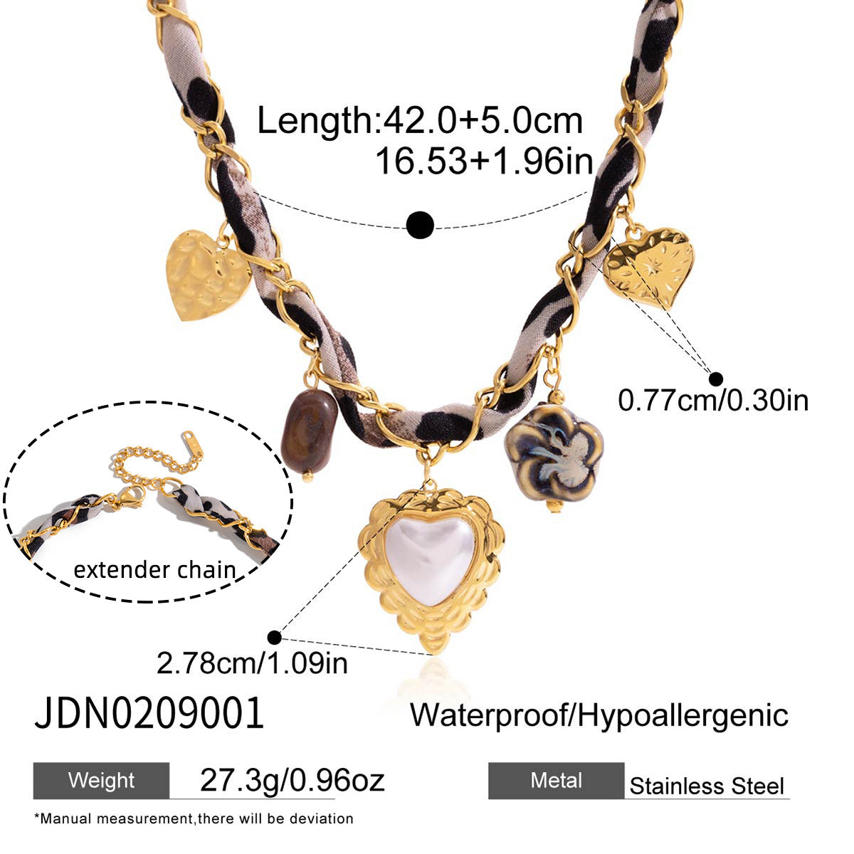 Damen Halskette mit bunten floral-motivierten Anhängern und hochwertiger Edelstahlverarbeitung Shop Nory