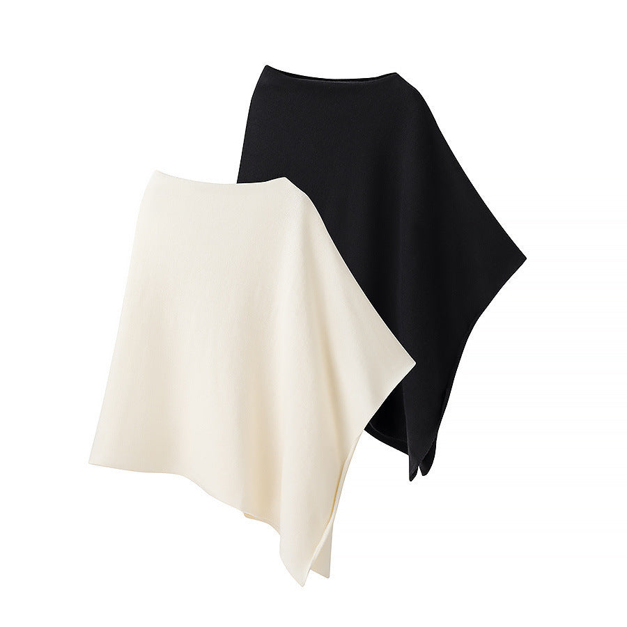 Damen Leichter Strickponcho mit asymmetrischem Saum und U-Boot-Ausschnitt Shop Nory
