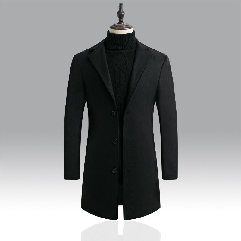Herren Taillierter einreihiger Wollmantel mit Reverskragen und schlanker Silhouette Shop Nory