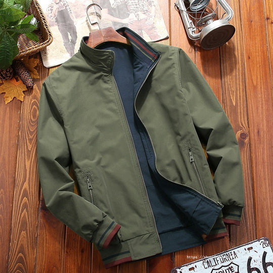 Herren Leichte Bomberjacke im urbanen Utility‑Look mit gestreiften Rippbündchen & Reißverschlusstaschen Shop Nory