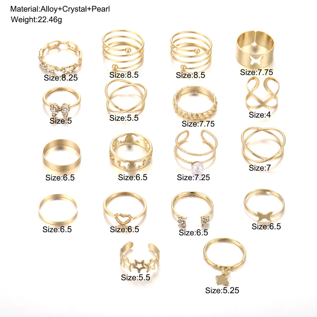 Damen Ring-Set mit kreativen Designs und funkelnden Akzenten Shop Nory