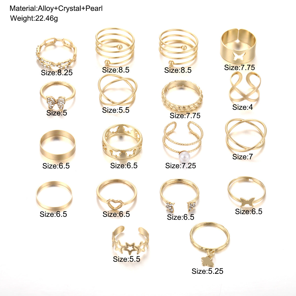 Damen Ring-Set mit kreativen Designs und funkelnden Akzenten Shop Nory