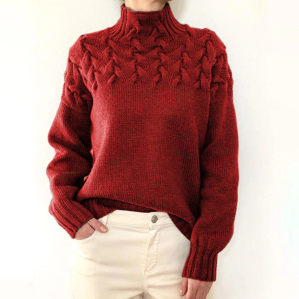 Damen nan Strickpullover mit Zopfstruktur und hohem Rollkragen Shop Nory