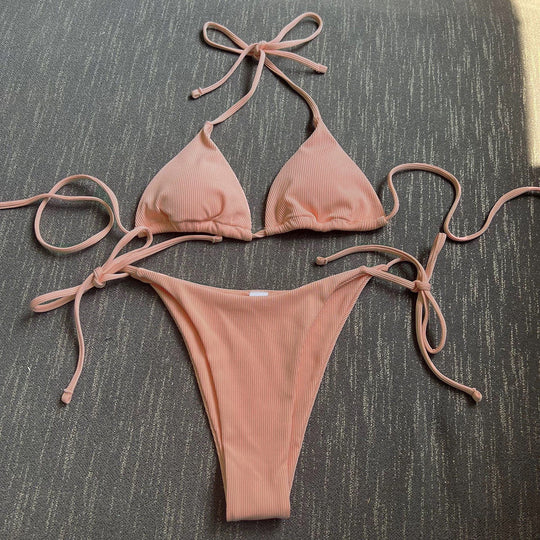 Damen Triangel-Bikini mit raffinierter Rüschung