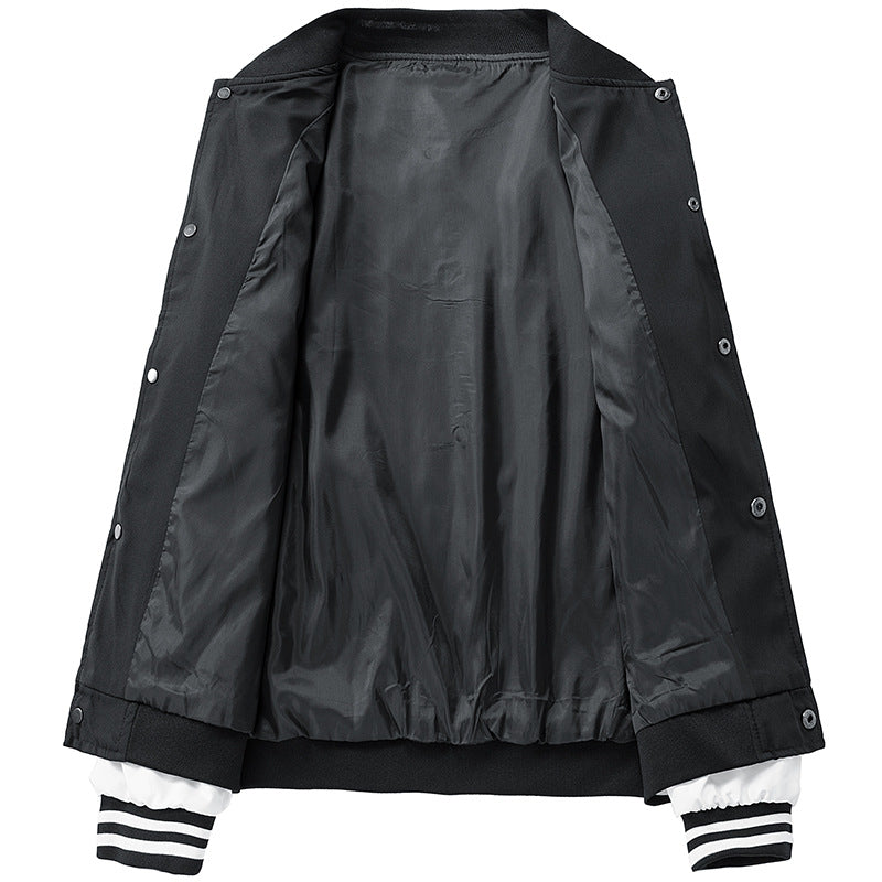 Herren College-Bomberjacke im Retro-Varsity-Design mit Druckknopffront, kontrastärmeln und gerippten Streifenbündchen Shop Nory