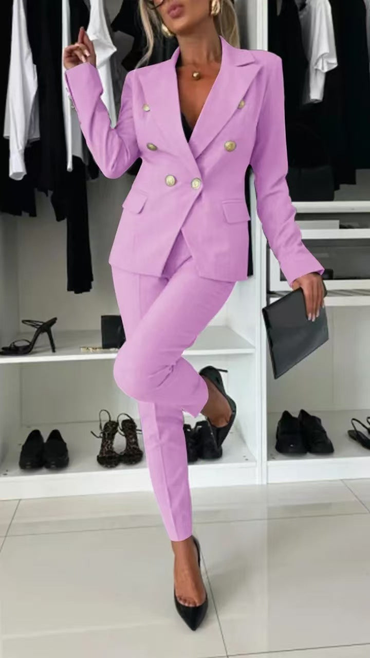 Damen Doppelreihiger taillierter Hosenanzug mit Slim-Hose Shop Nory