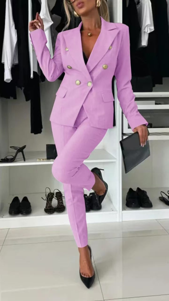 Damen Doppelreihiger taillierter Hosenanzug mit Slim-Hose Shop Nory
