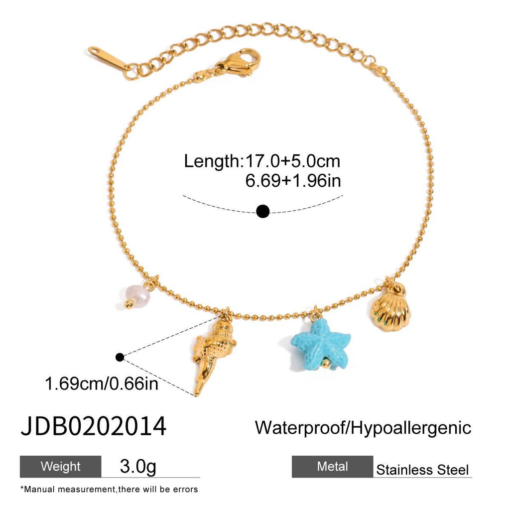Damen Fußkettchen mit maritimen Charms und hypoallergenem Edelstahl Shop Nory