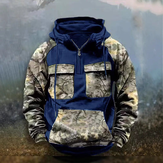 Herren Camouflage Funktionskapuzenpullover