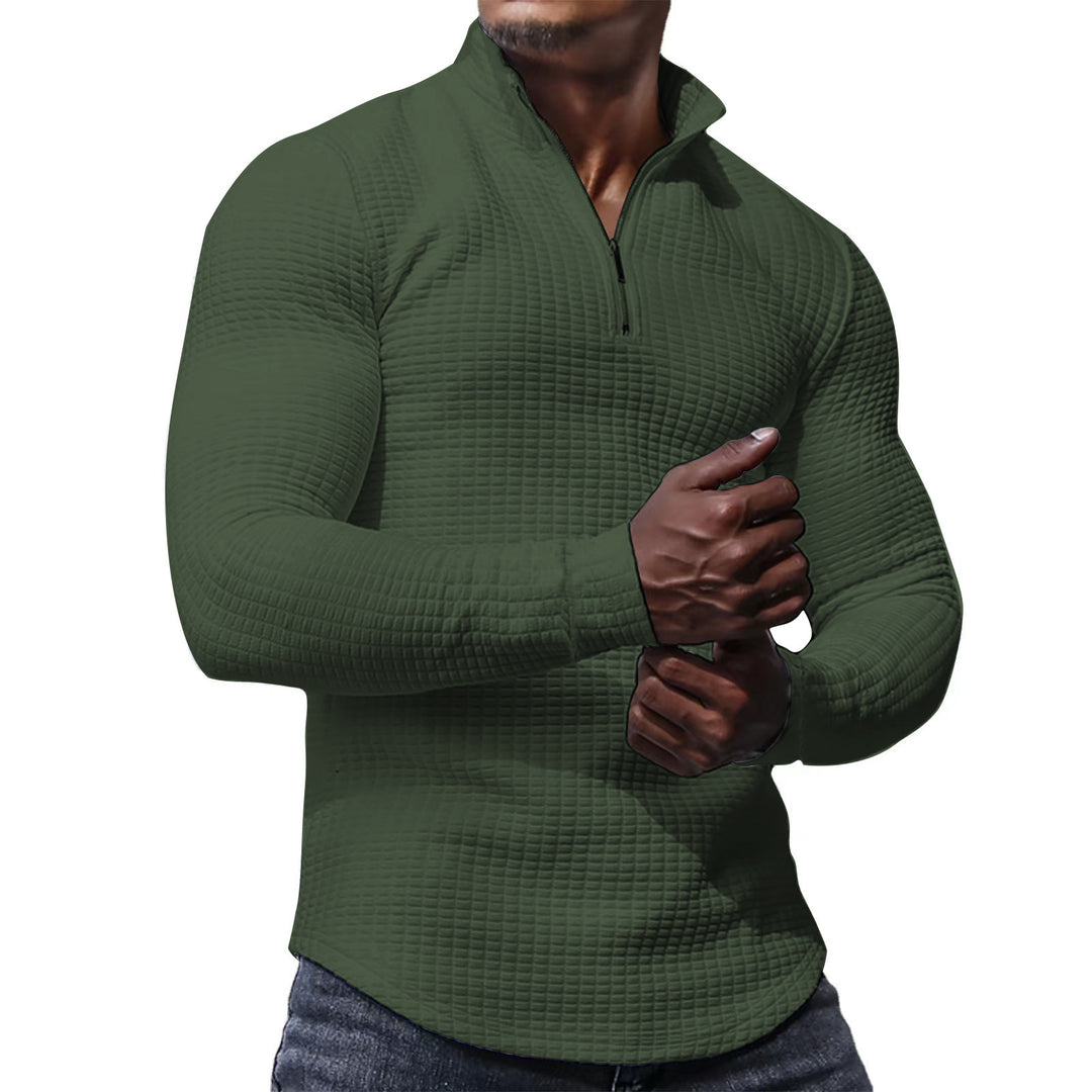 Herren Waffelstrick-Langarmshirt mit kurzem Reißverschluss Shop Nory