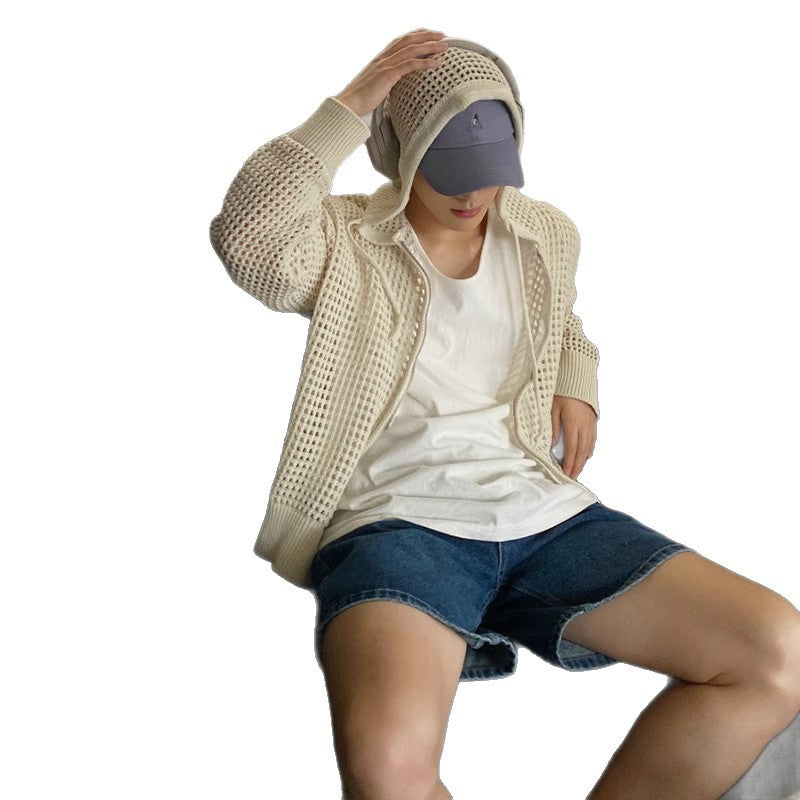 Herren Atmungsaktive Strickjacke mit Kapuze Shop Nory