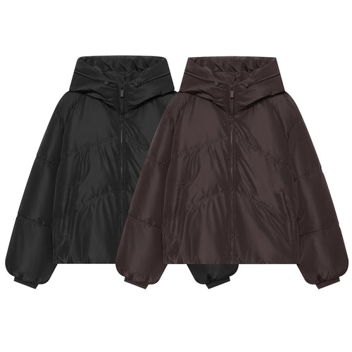 Damen Kurz geschnittene wattierte Oversize‑Steppjacke mit hohem Stehkragen und Kapuze Shop Nory