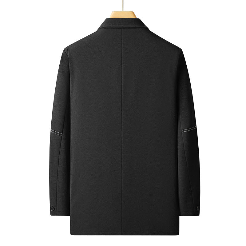 Herren Kurzer Wollmix-Übermantel im Sakko-Stil mit kontrastierenden Ziernähten Shop Nory