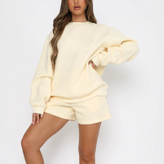 Damen Lässiges Sweater-Shorts-Set mit hohem Tragekomfort