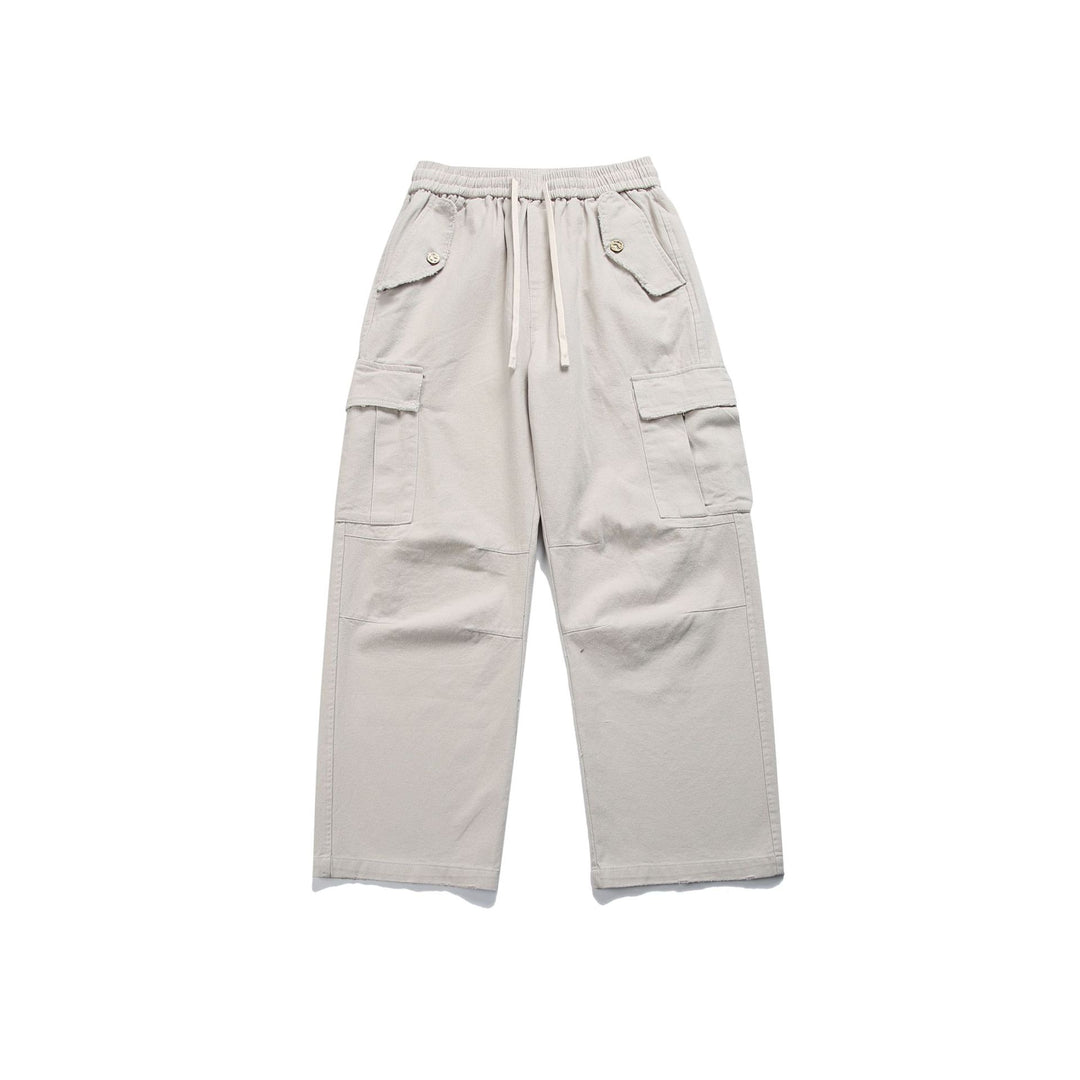 Damen High‑Waist Cargo‑Hose mit weitem Bein, elastischem Bund und Pattentaschen Shop Nory