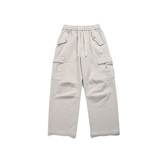 Damen High‑Waist Cargo‑Hose mit weitem Bein, elastischem Bund und Pattentaschen Shop Nory