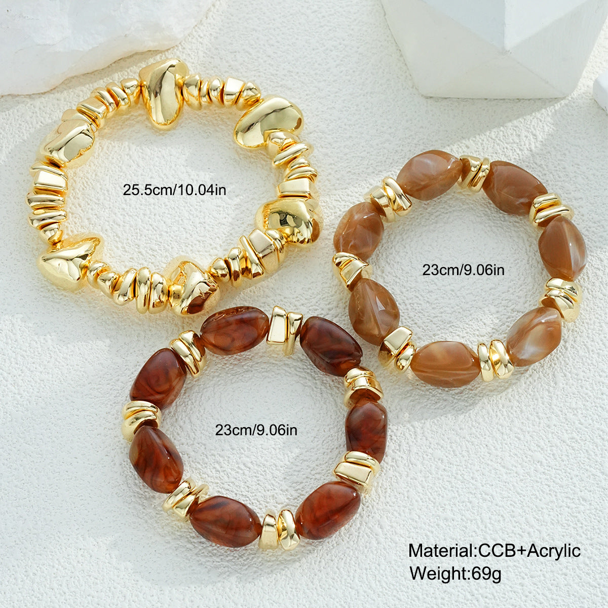 Damen Armband-Set mit edlen Halbedelsteinen und glänzenden Goldakzenten Shop Nory