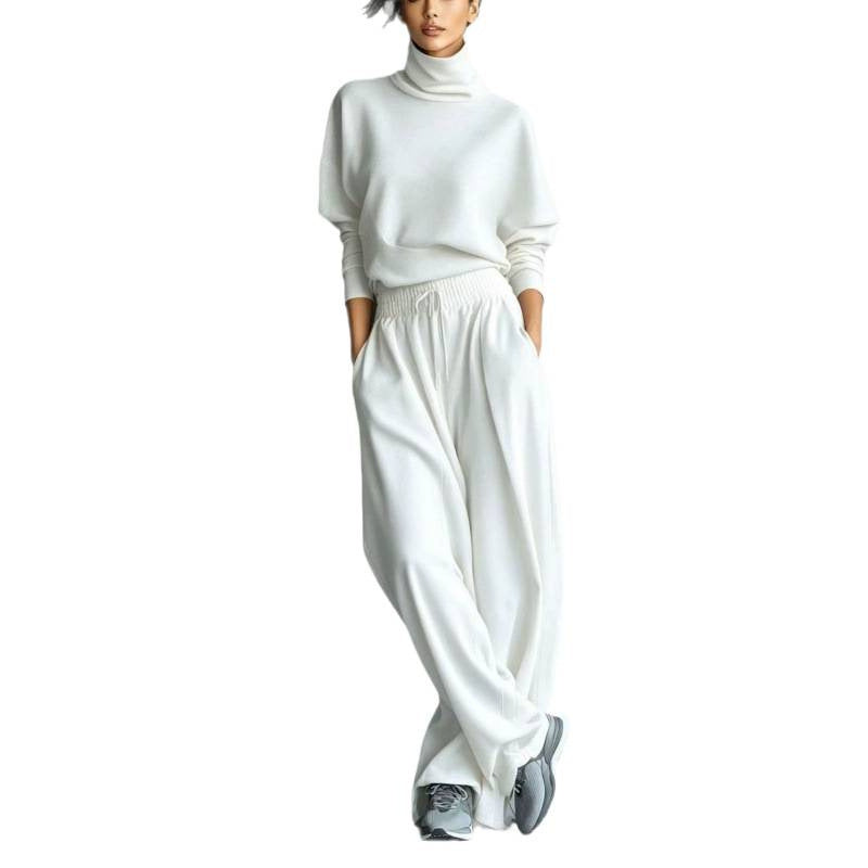 Damen Strick-Loungewear-Set mit Rollkragen und weiten Palazzo-Hosen Shop Nory