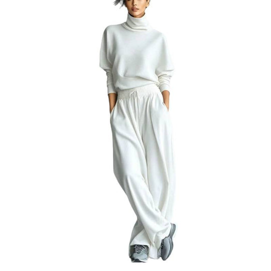 Damen Strick-Loungewear-Set mit Rollkragen und weiten Palazzo-Hosen Shop Nory