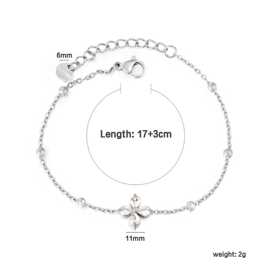 Damen Armband mit funkelnden Kristallen und zartem Kettendesign Shop Nory