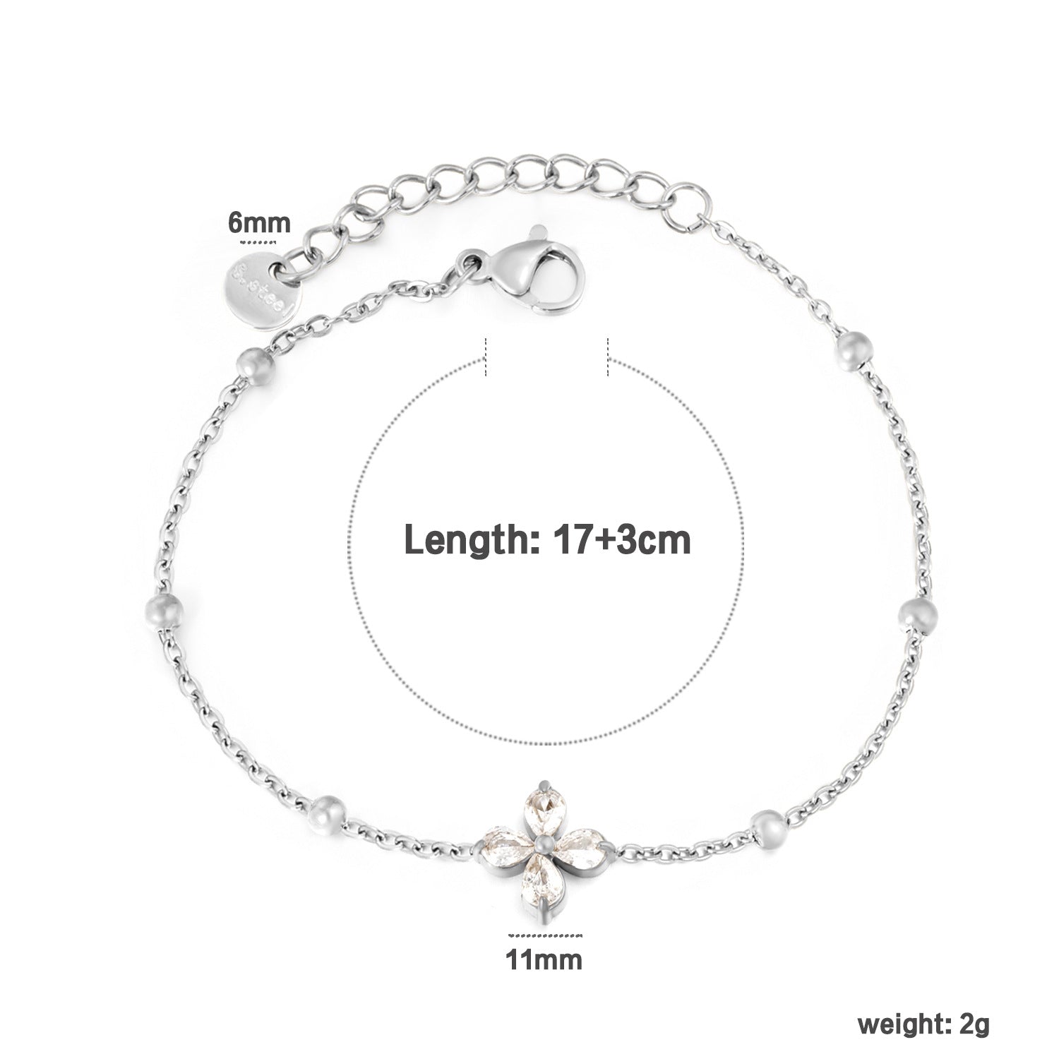 Damen Armband mit funkelnden Kristallen und zartem Kettendesign Shop Nory