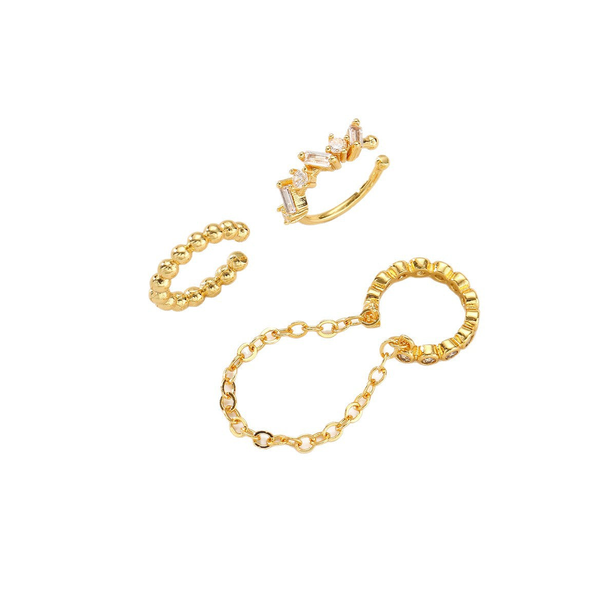 Damen Ohrcuff Set mit funkelnden Kristallen und elegantem Ketten-Design Shop Nory
