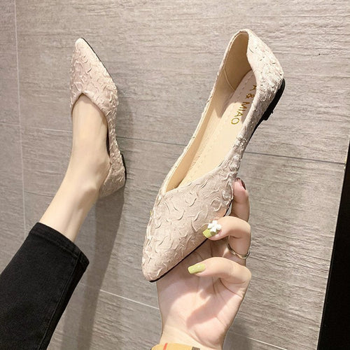 Damen Ballerinas mit spitz zulaufendem Design und strukturiertem Obermaterial