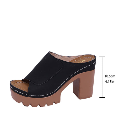 Damen Plateau-Mule mit grober Profilsohle, offener Zehenpartie und blockigem Absatz Shop Nory