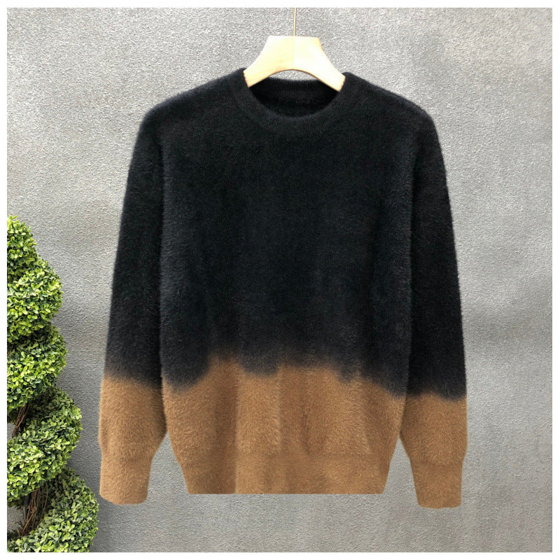 Herren Flauschiger Farbverlauf-Pullover aus Mohair-Mix mit Rundhals und geradem Schnitt Shop Nory