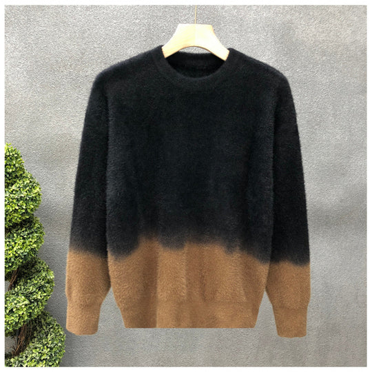 Herren Flauschiger Farbverlauf-Pullover aus Mohair-Mix mit Rundhals und geradem Schnitt Shop Nory