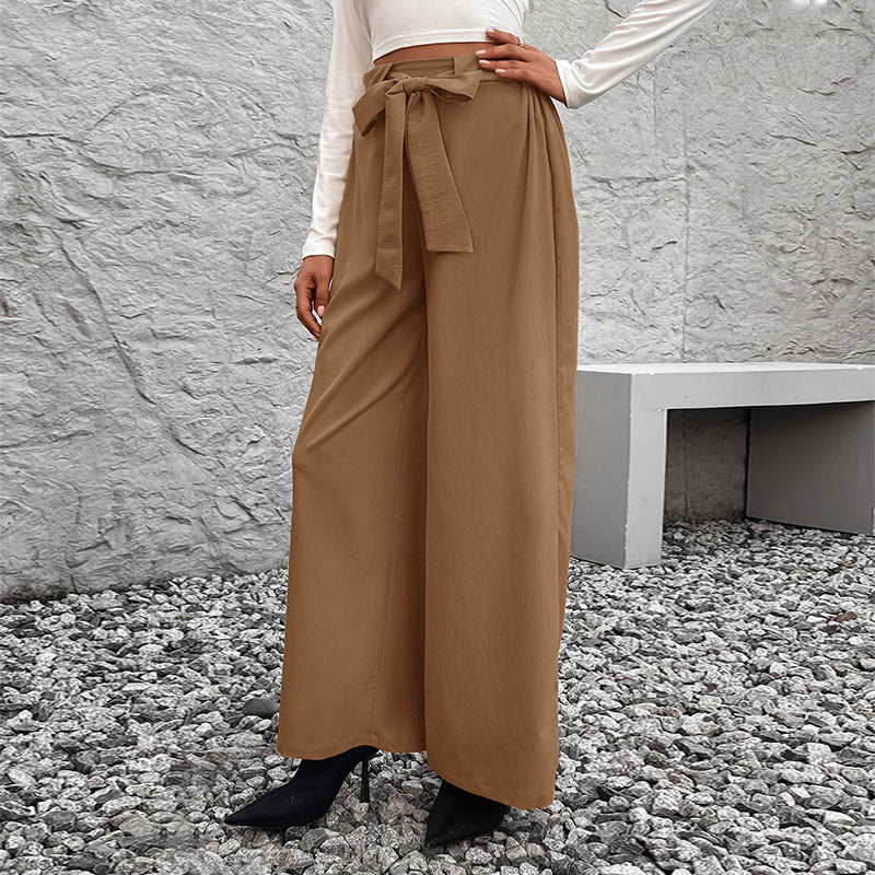 Damen Weite High-Waist-Hose mit Paperbag-Bund und Bindegürtel Shop Nory