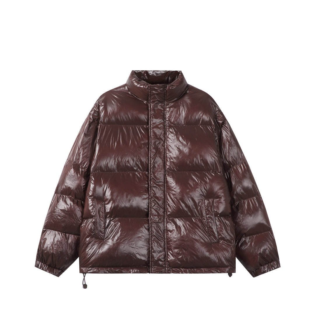 Unisex Glänzende Boxy‑Wattierte Oversize‑Pufferjacke mit hohem Stehkragen Shop Nory