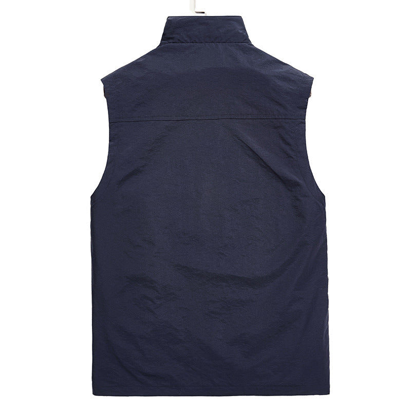 Herren Leichte atmungsaktive Outdoor-Utility-Weste mit Stehkragen, Reißverschlusstaschen und Mesh-Innenfutter Shop Nory