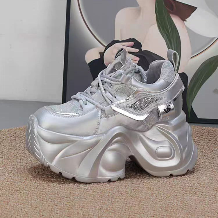 Damen Plateau Sneakers mit atmungsaktiver Mesh-Oberfläche und komfortabler Dämpfung Shopnory