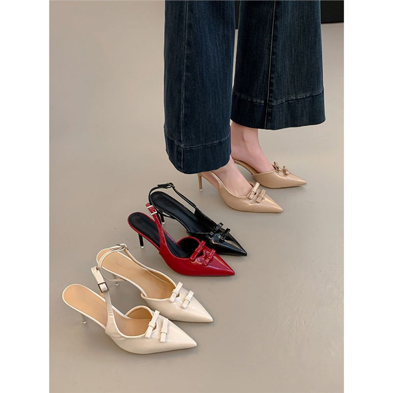 Damen elegante Slingback-Pumps mit Schleifenverzierung