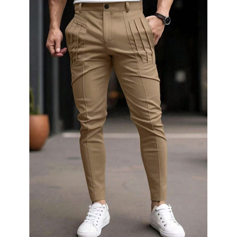 Herren stylische Slim-Fit Anzughose mit plissiertem Design
