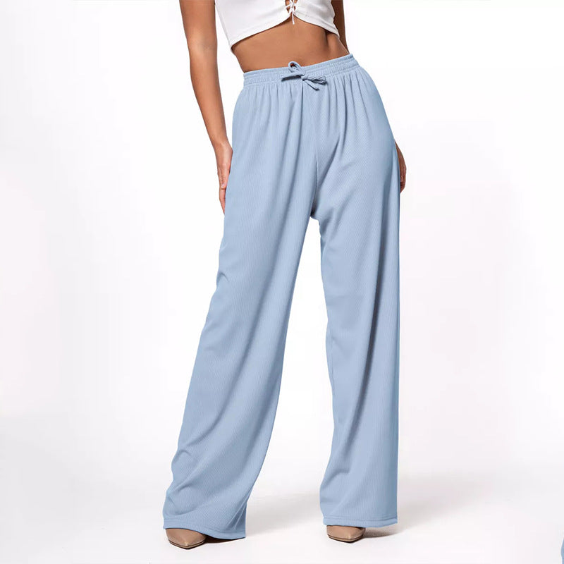 Damen weite hochgeschnittene Loungehose mit elastischem Bund und Kordelzug Shop Nory