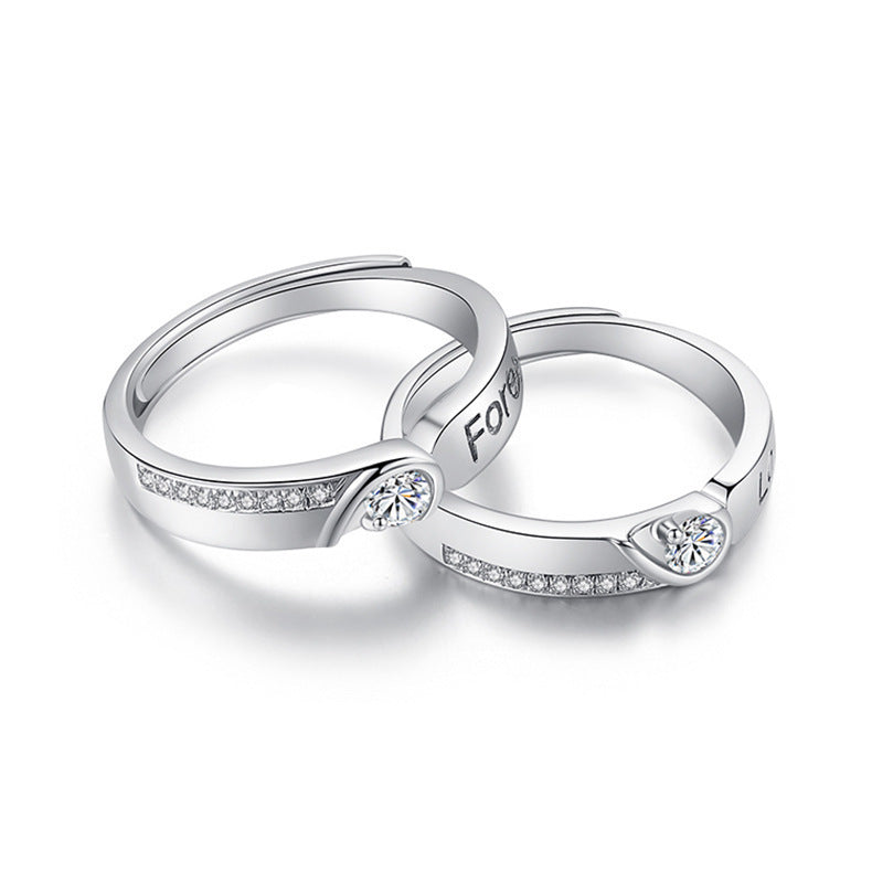 Damen Trauring-Set mit funkelnden Zirkonia und romantischer Gravur Shop Nory
