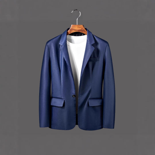 Herren Einreihiger Blazer aus Lederimitat mit Notch-Revers und Pattentaschen Shop Nory