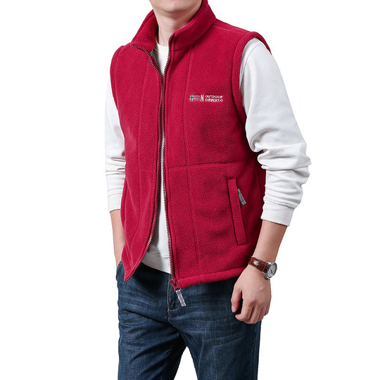 Herren Warme Fleece-Outdoorweste mit durchgehendem Reißverschluss und Stehkragen Shop Nory