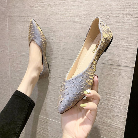 Damen Ballerinas mit spitz zulaufendem Design und strukturiertem Obermaterial