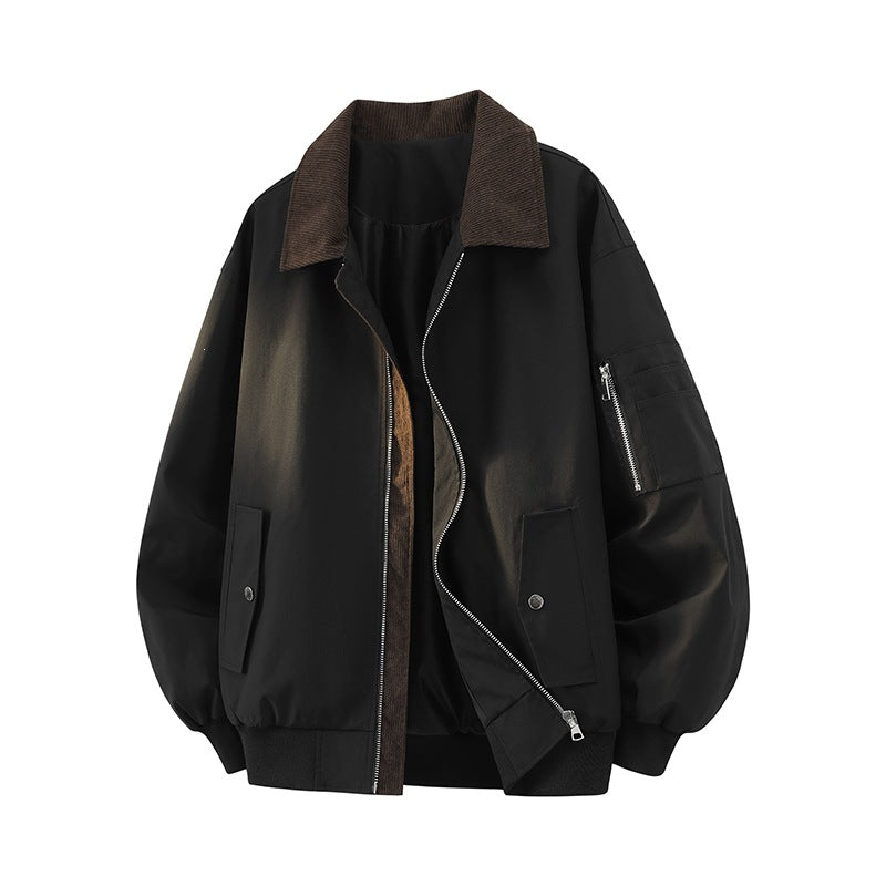 Herren Modische Bomberjacke mit Cordkragen Shop Nory