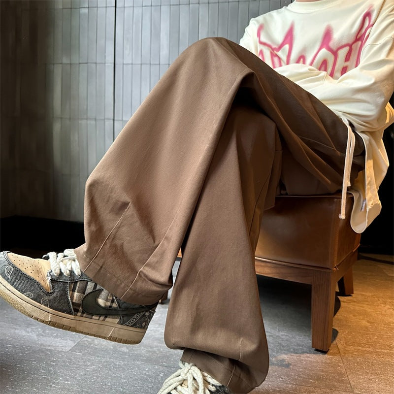 Herren Weitgeschnittene Palazzo-Loungehose mit Tunnelzug, hoher Taille und fließender Baumwollmischung Shop Nory