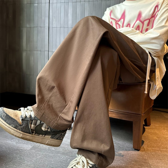 Herren Weitgeschnittene Palazzo-Loungehose mit Tunnelzug, hoher Taille und fließender Baumwollmischung Shop Nory