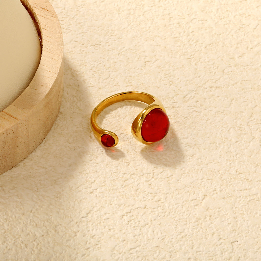Damen Ring mit verstellbarem Design und funkelnden roten Kristallen Shop Nory