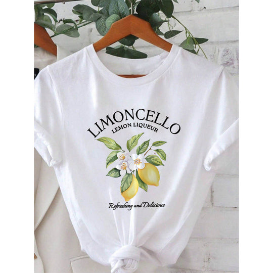 Damen T-Shirt mit frischem Limoncello-Motiv und floralen Akzenten