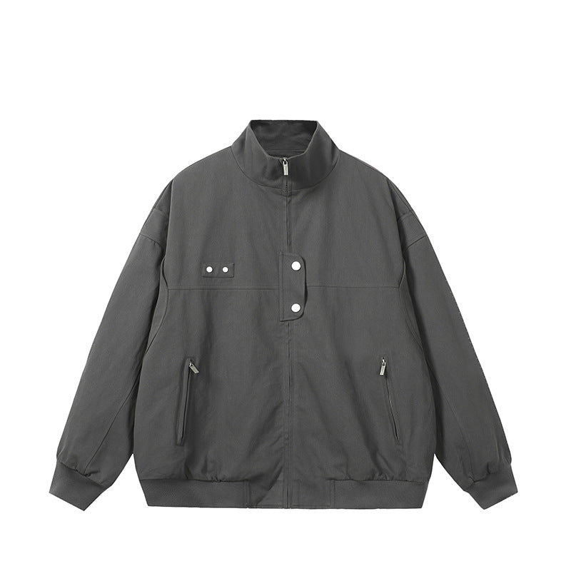 Herren modische Steppjacke mit hohem Kragen und seitlichen Reißverschlusstaschen